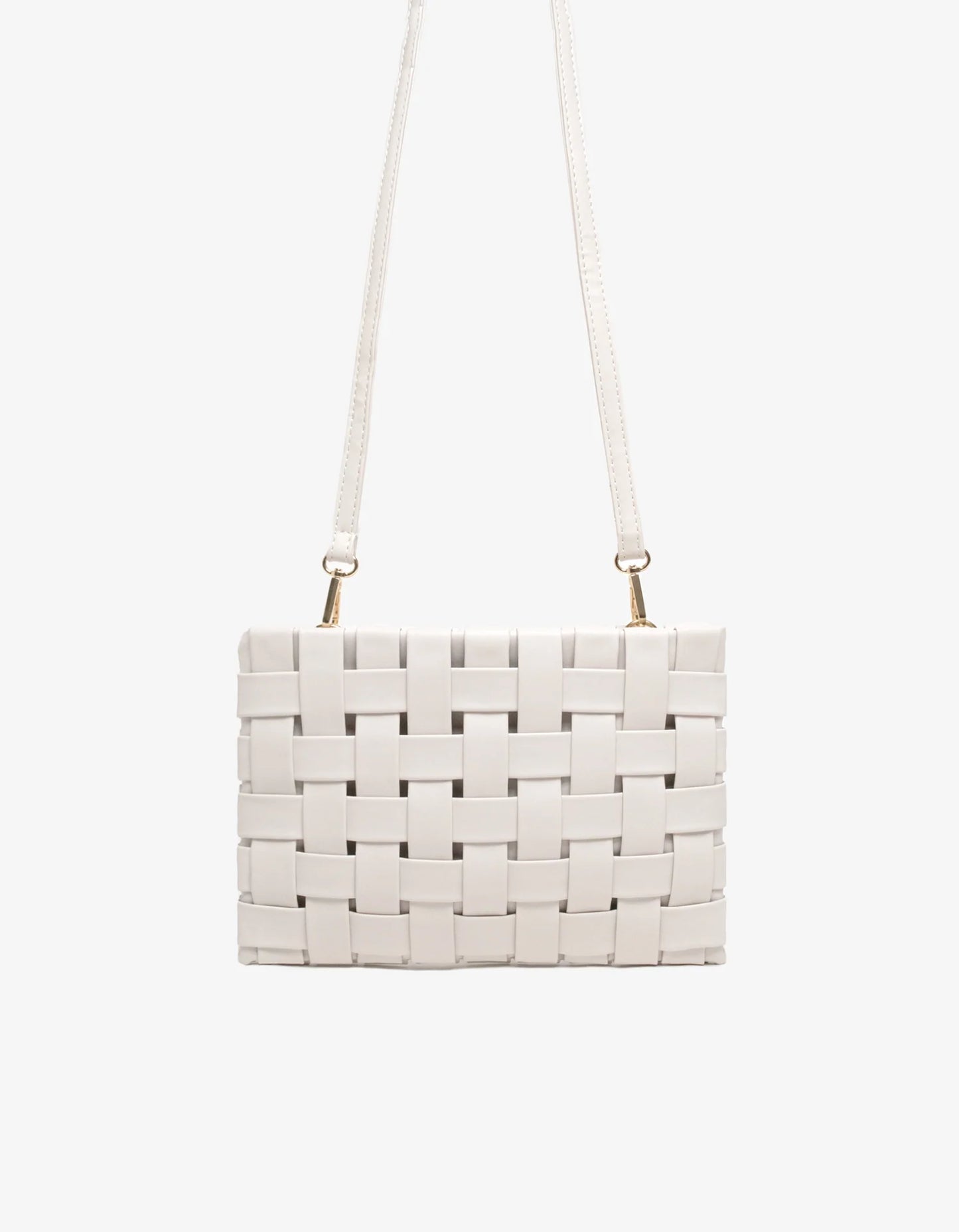 Lindy Large Woven Clutch in off white by Remi & Reid