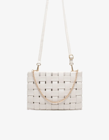 Lindy Large Woven Clutch in off white by Remi & Reid