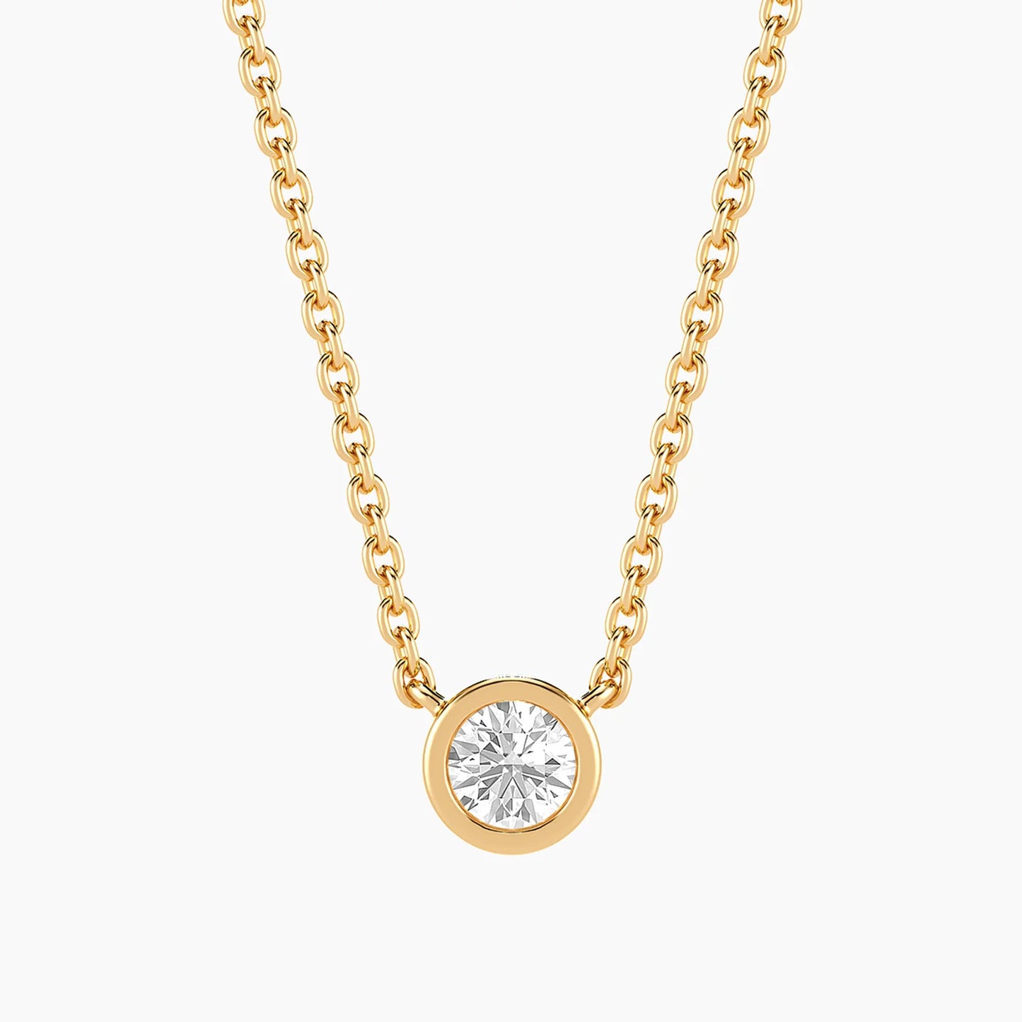 Lab Grown Signature Bezel Pendant Necklace in gold by Ella Stein