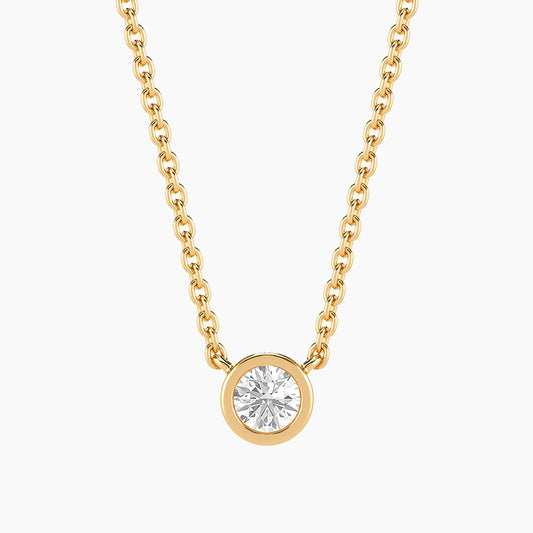 Lab Grown Signature Bezel Pendant Necklace in gold by Ella Stein