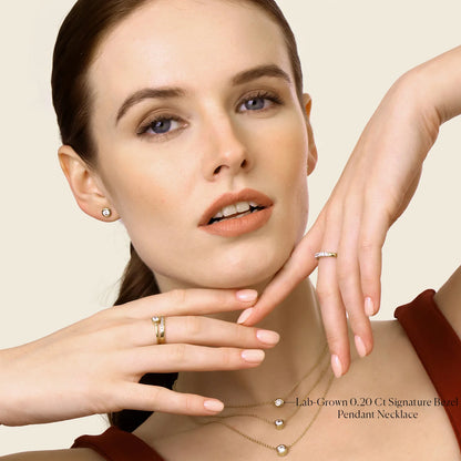 Lab Grown Signature Bezel Pendant Necklace in gold by Ella Stein