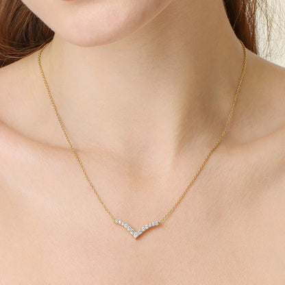 Lab-Grown Pave Tiara Pendant Necklace in gold by Ella Stein