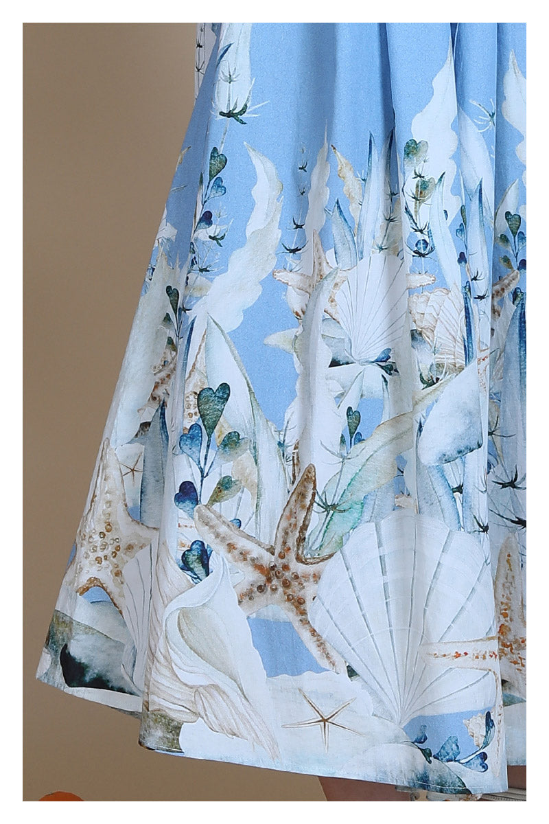 Fabric detailing in beach print
