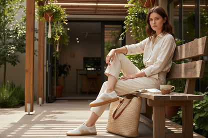 Franky Vintage Crochet Sneaker in off white by Bruno Menegatti