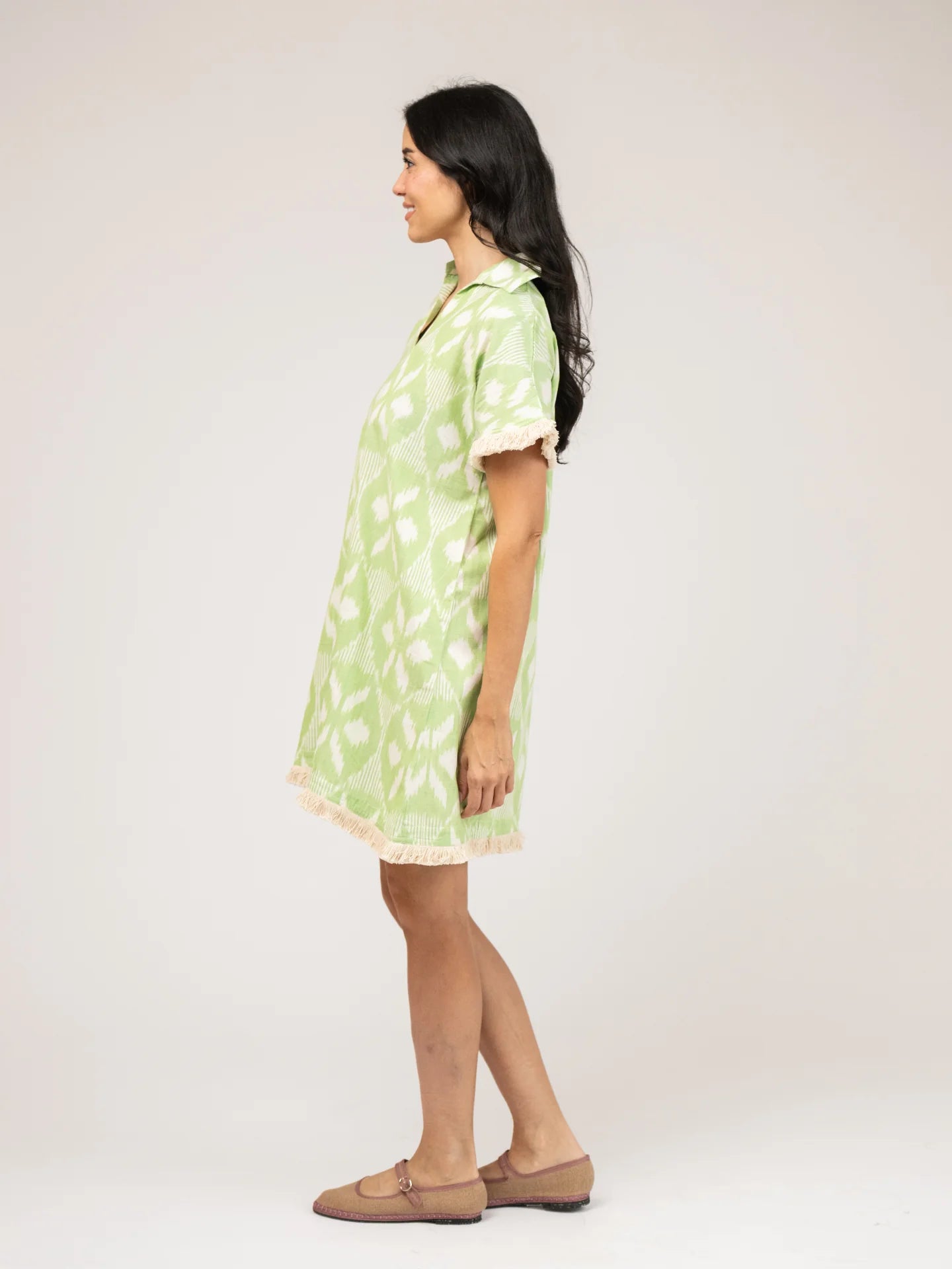 Womens Ikat printed beach coverup shift dress 