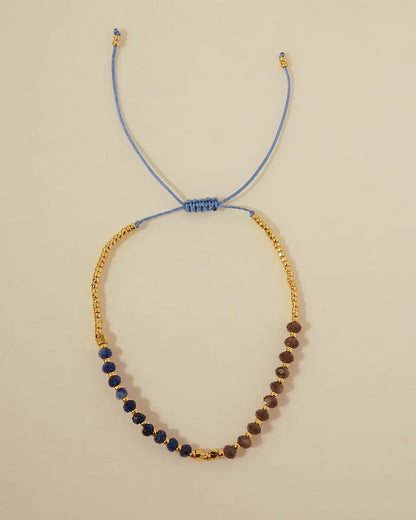 Loanida Lapis & Obsidian Bracelet in gold by Kozakh