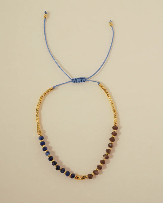 Loanida Lapis & Obsidian Bracelet in gold by Kozakh