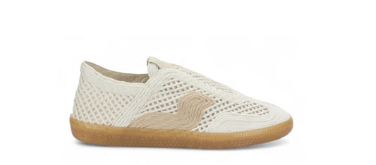 Franky Vintage Crochet Sneaker in off white by Bruno Menegatti