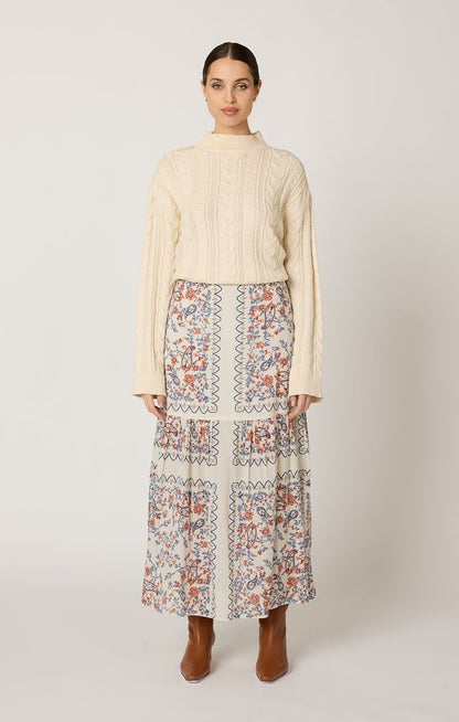 Marjorie Ankle Skirt in la ramos print by Cleobella