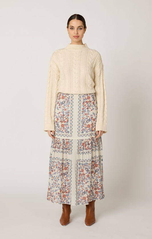 Marjorie Ankle Skirt in la ramos print by Cleobella