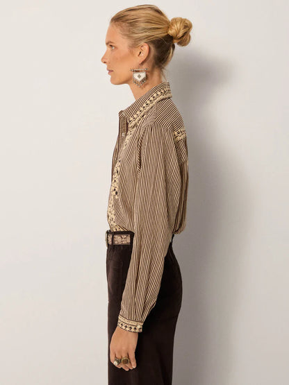 Bebo Blouse in cohiba tobbaco by Maison Hotel