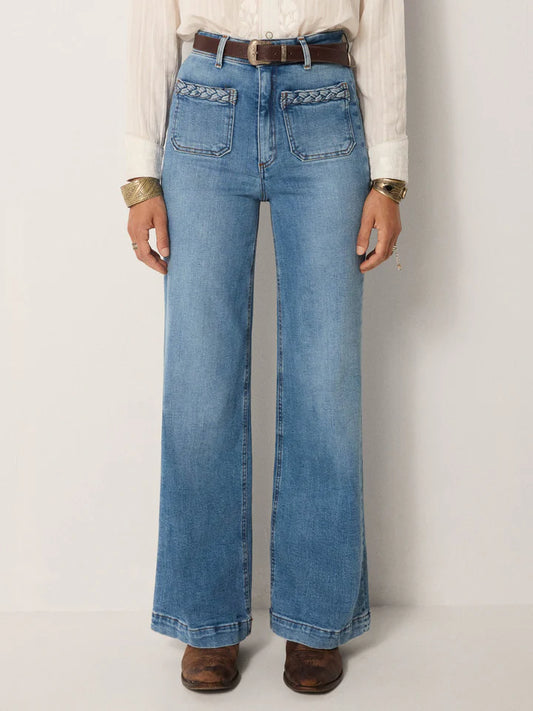 Giuletta Wide Leg Jean in light blue denim by Maison Hotel