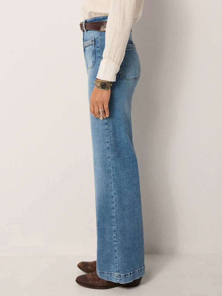 Giuletta Wide Leg Jean in light blue denim by Maison Hotel