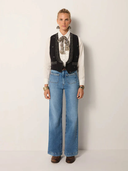 Giuletta Wide Leg Jean in light blue denim by Maison Hotel
