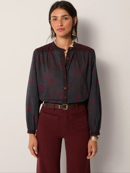 Charlotte Blouse in medusa deep blue by Maison Hotel