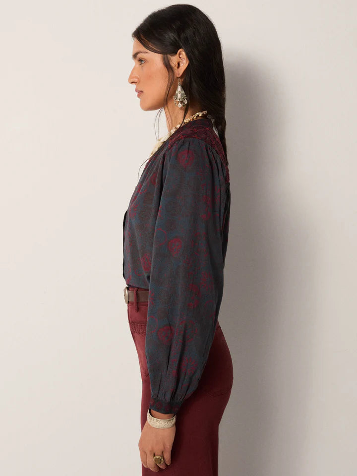 Charlotte Blouse in medusa deep blue by Maison Hotel