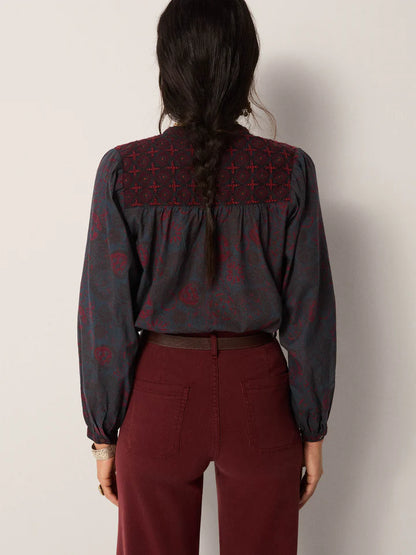 Charlotte Blouse in medusa deep blue by Maison Hotel