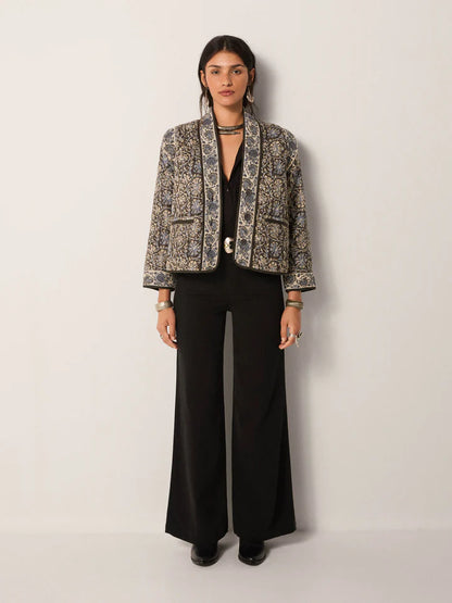 Sugata Quilted Jacket in madurai blue orchid by Maison Hotel