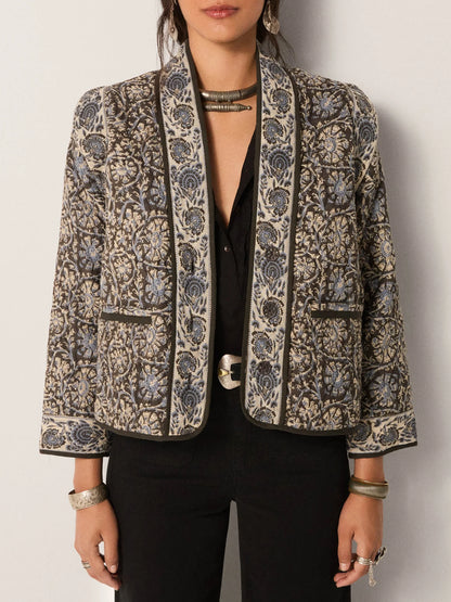 Sugata Quilted Jacket in madurai blue orchid by Maison Hotel