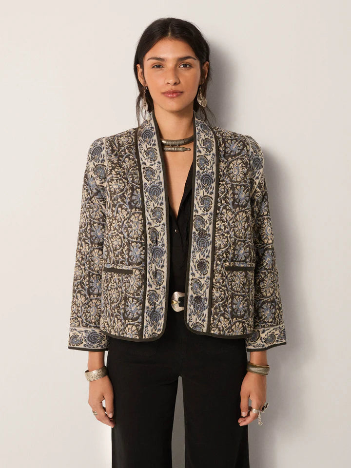 Sugata Quilted Jacket in madurai blue orchid by Maison Hotel