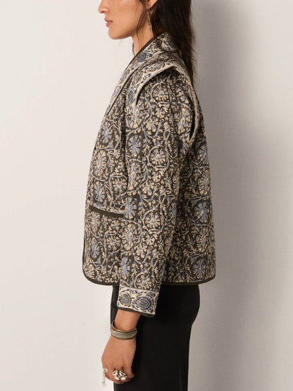 Sugata Quilted Jacket in madurai blue orchid by Maison Hotel