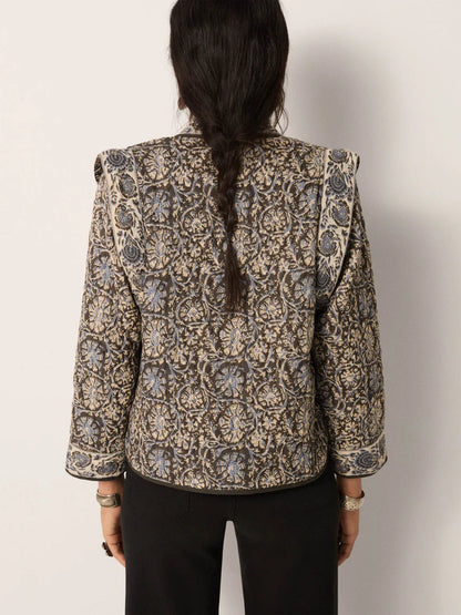 Sugata Quilted Jacket in madurai blue orchid by Maison Hotel