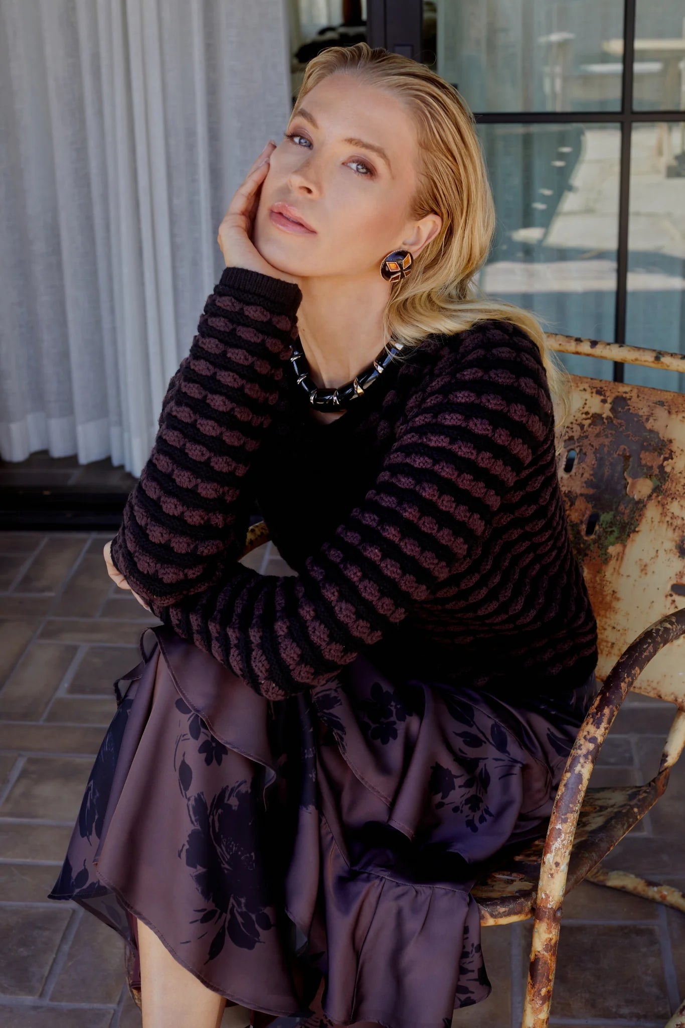 Maria Cardigan in black/brown by Allison