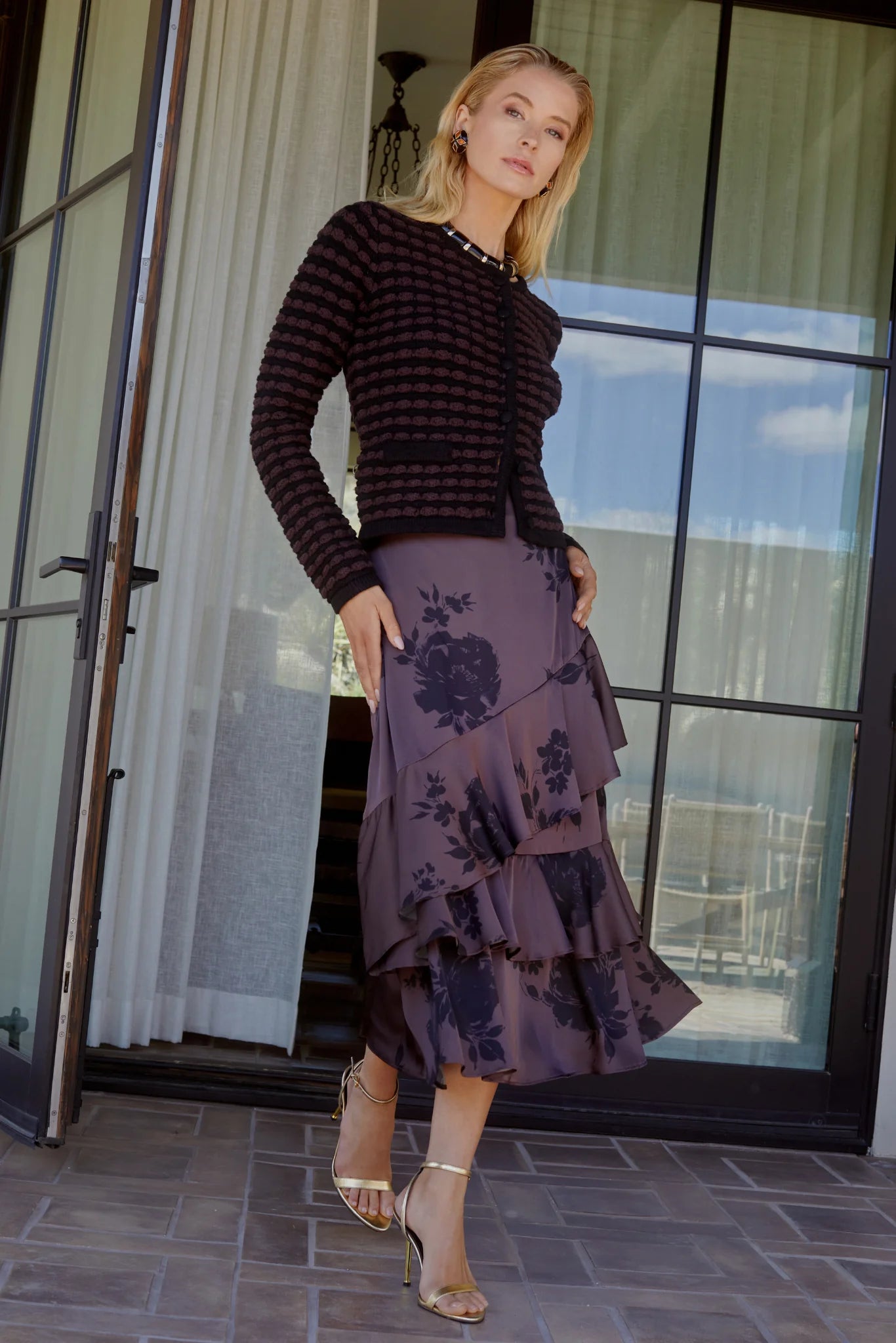 Maria Cardigan in black/brown by Allison