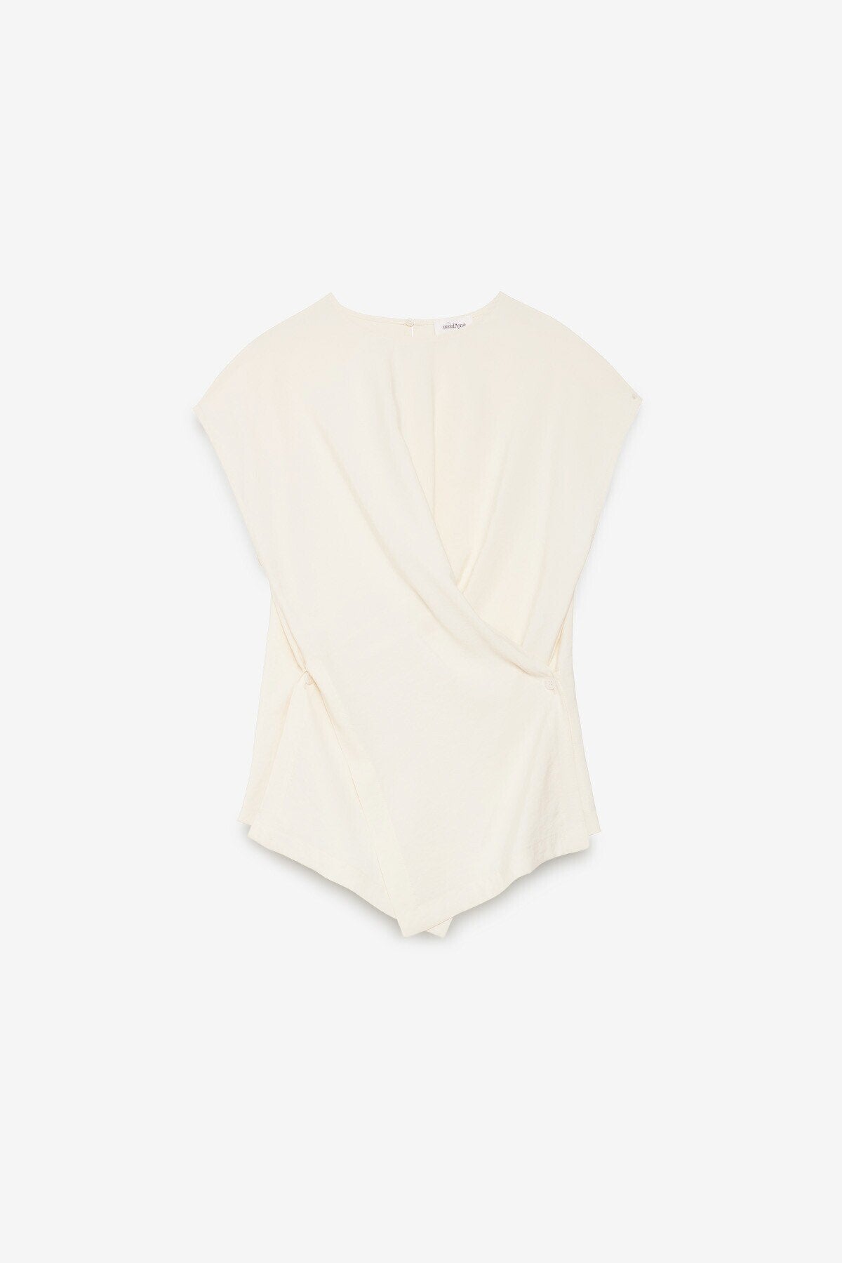 Short Sleeve Drape Blouse in latte by Ottod'Ame