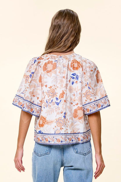 Back view Cleobella printed cotton Marin blouse