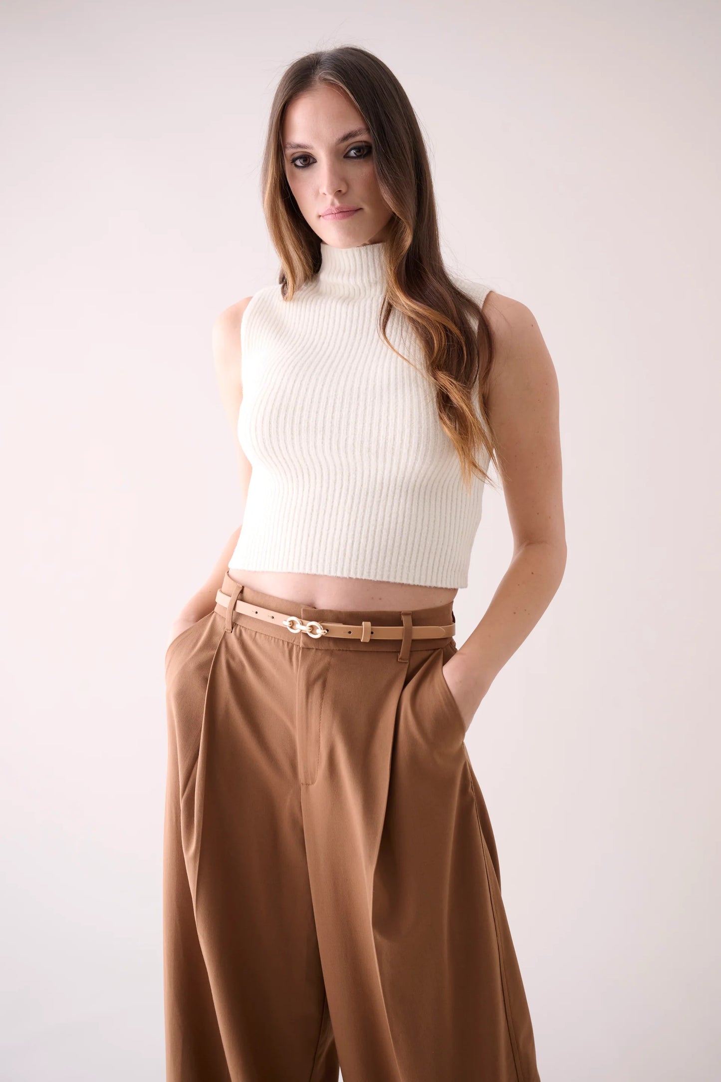 Formosa Belt in latte/gold by Laurel & Gold