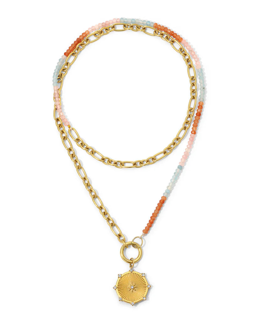 Multi Layer Nea Light Necklace in gold by Kozakh