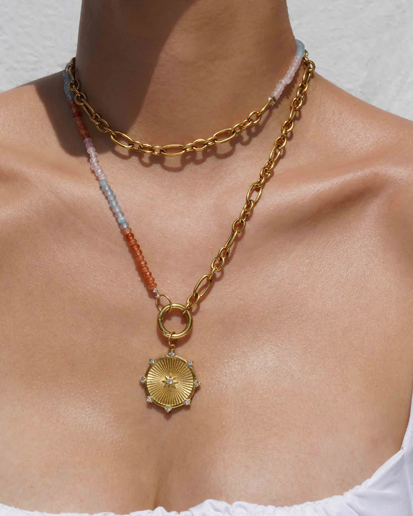 Multi Layer Nea Light Necklace in gold by Kozakh