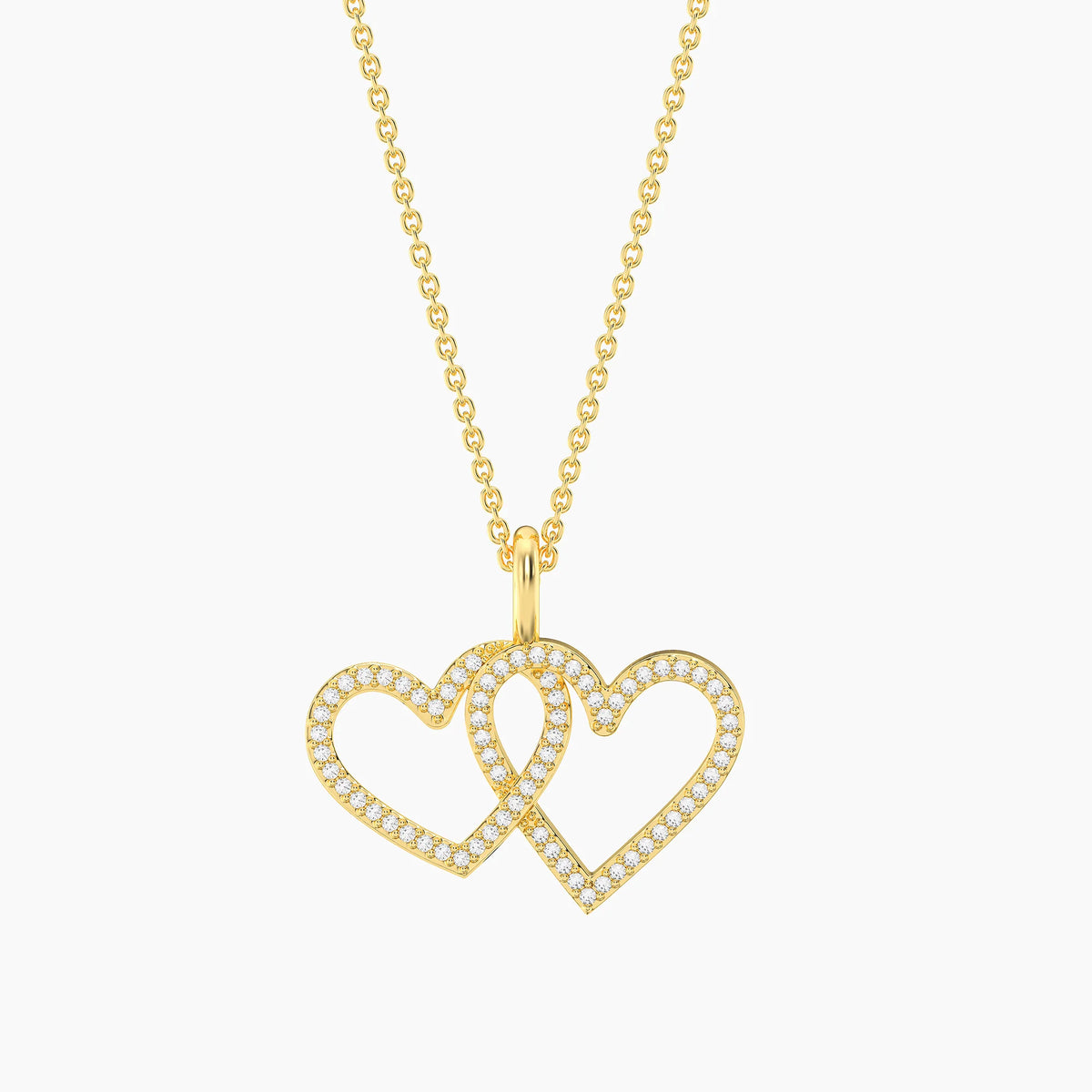 Two Hearts Pendant Necklace in gold by Ella Stein