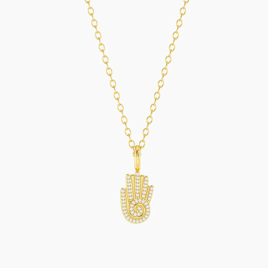 Sacred Hand Pendant Necklace in gold by Ella Stein