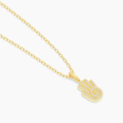 Sacred Hand Pendant Necklace in gold by Ella Stein