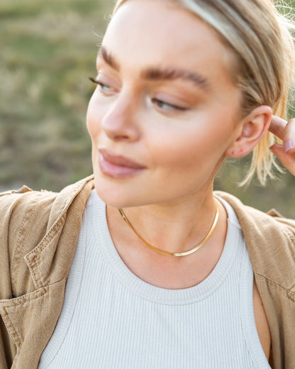 Charm Bar- Herringbone Necklace Chain in gold by Farrah B