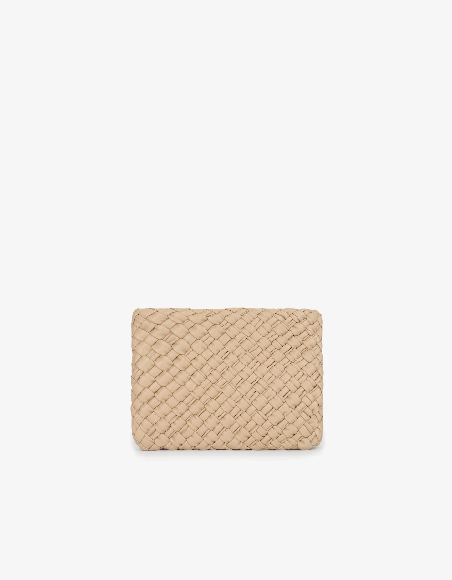 Nieves Woven Clutch in light tan by Remi & Reid