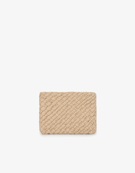 Nieves Woven Clutch in light tan by Remi & Reid