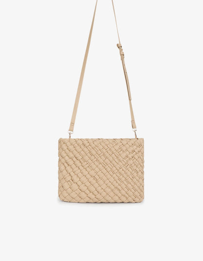 Nieves Woven Clutch in light tan by Remi & Reid