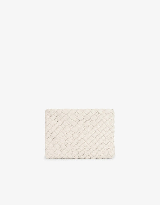 Nieves Woven Clutch in off white by Remi & Reid