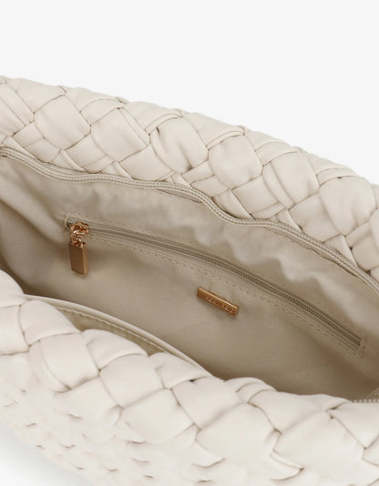 Nieves Woven Clutch in off white by Remi & Reid
