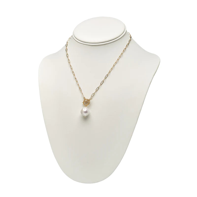 Baroque Pearl Toggle Necklace in gold by Kenda Kist