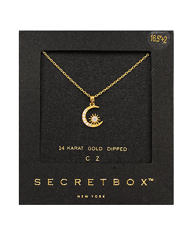 CZ Moon & Star Necklace in gold by Secretbox