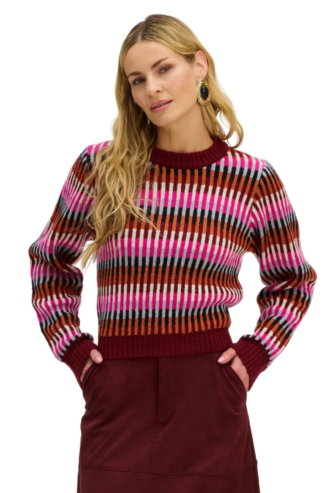 Nora Sweater in pink multi by Allison