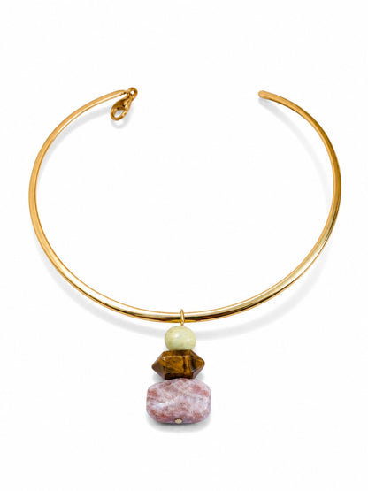 Mighty Gemstones Wire Necklace in pink by Farrah B
