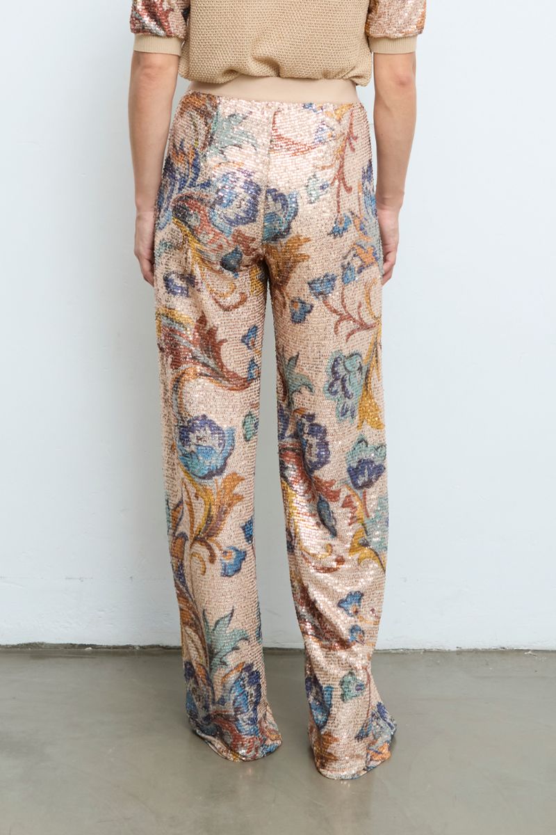 Sequin Wide Leg Pants in beige by Aldo Martins