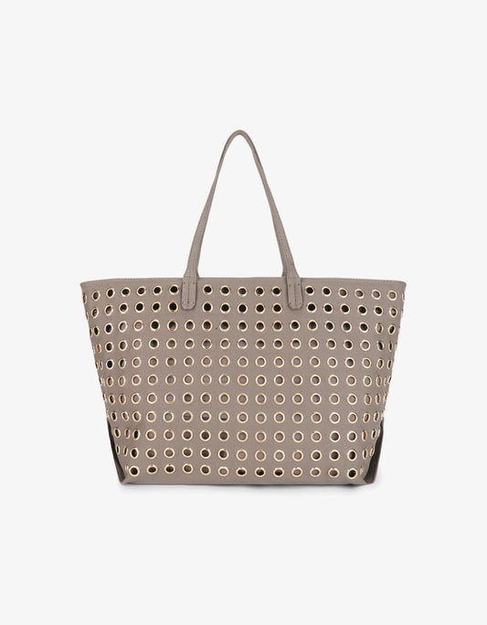 Oya Grommet Canvas Tote in grey by Remi & Reid