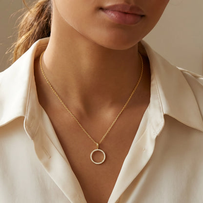 Standing O Pendant Necklace in gold by Ella Stein