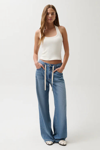 Jadyn Palazzo Pant with Drawcord in expanse by Pistola